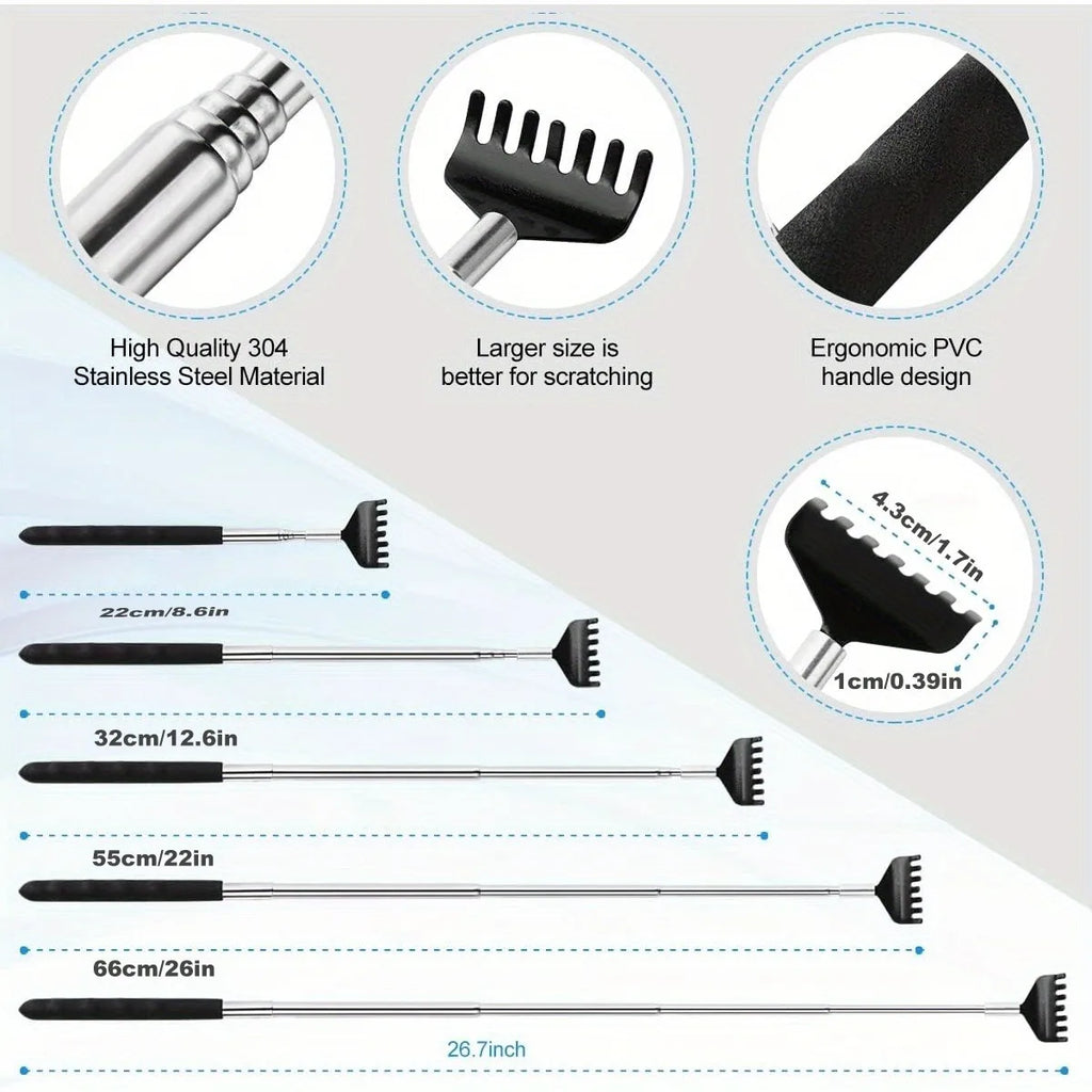 Telescopic Back Scratcher – Adjustable Stainless Steel Massager Back Scratcher Massager PLUSH