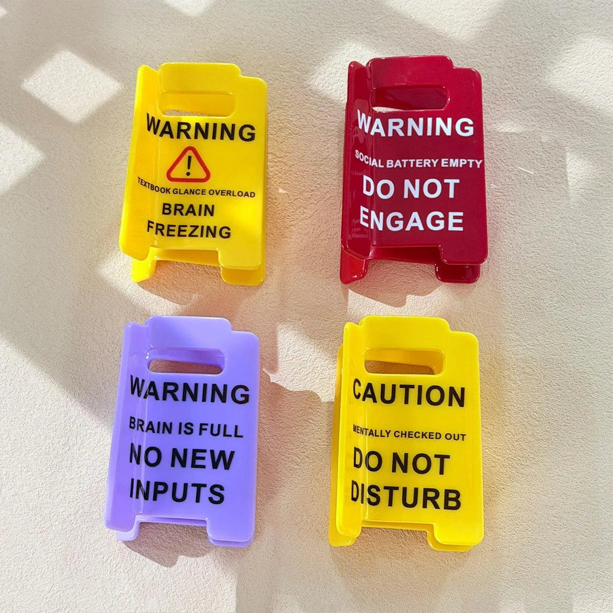 Warning Sign Hair Claw Clip – Novelty Updo Ponytail Holder Novelty Hair Clip PLUSH