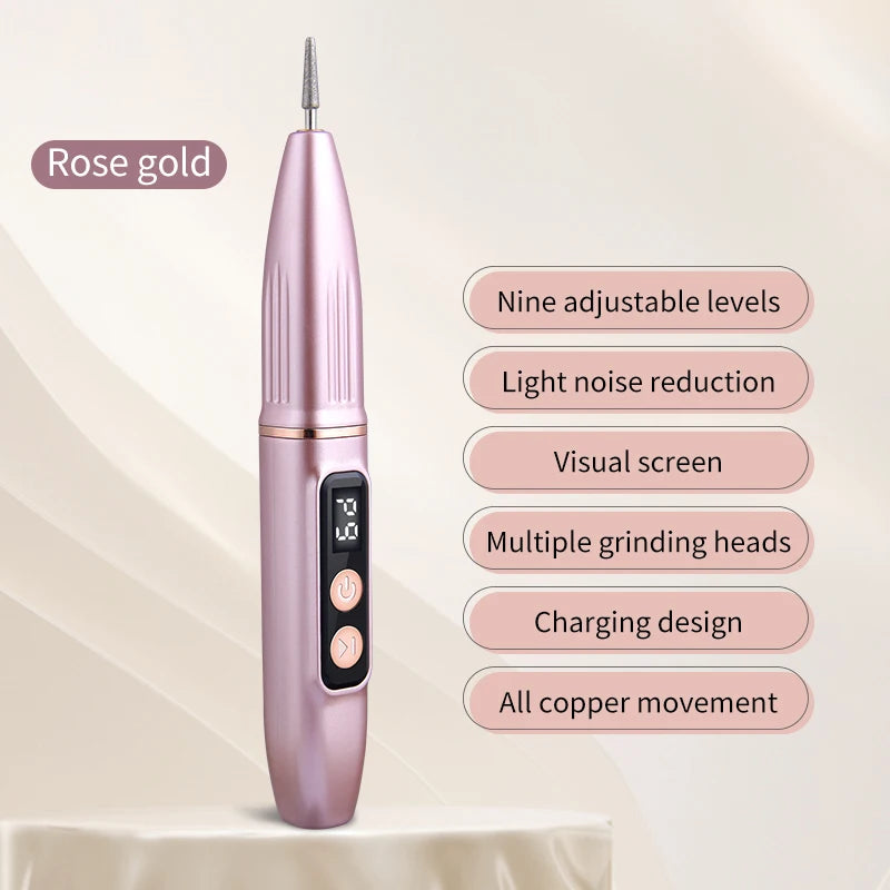 Rechargeable Electric Nail Grinder – Wireless Portable Nail File Electric Nail Grinder PLUSH Pink