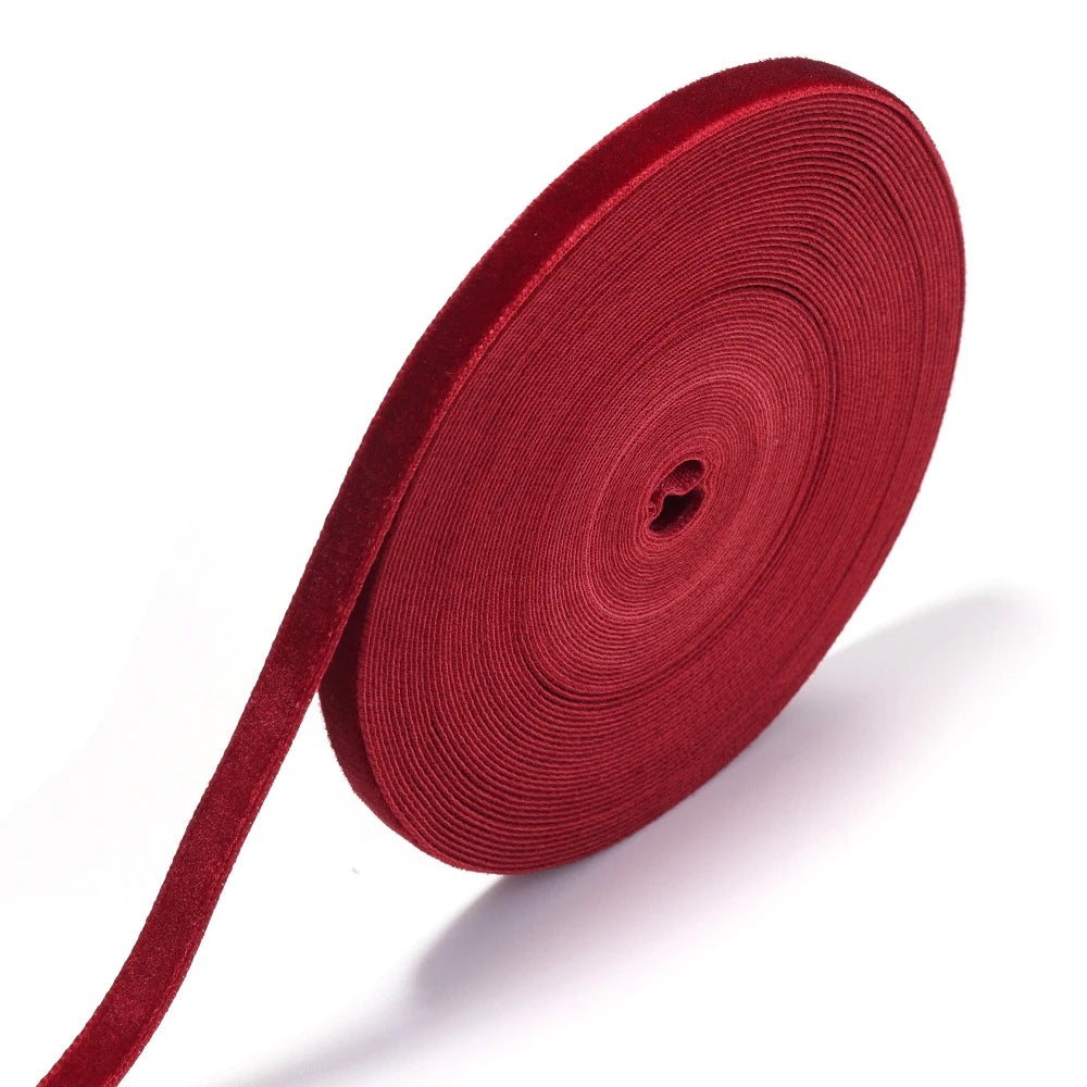 Single Face Velvet Ribbon 1.5" Black Wine Red – 5-10 Yds/Roll Velvet Craft Ribbon PLUSH WR6mm x 10yards 1roll