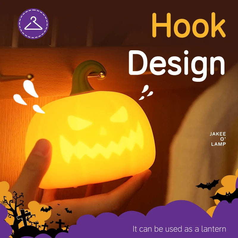 Pumpkin LED Night Light | Jack O Lantern Rechargeable Lamp LED Night Light PLUSH