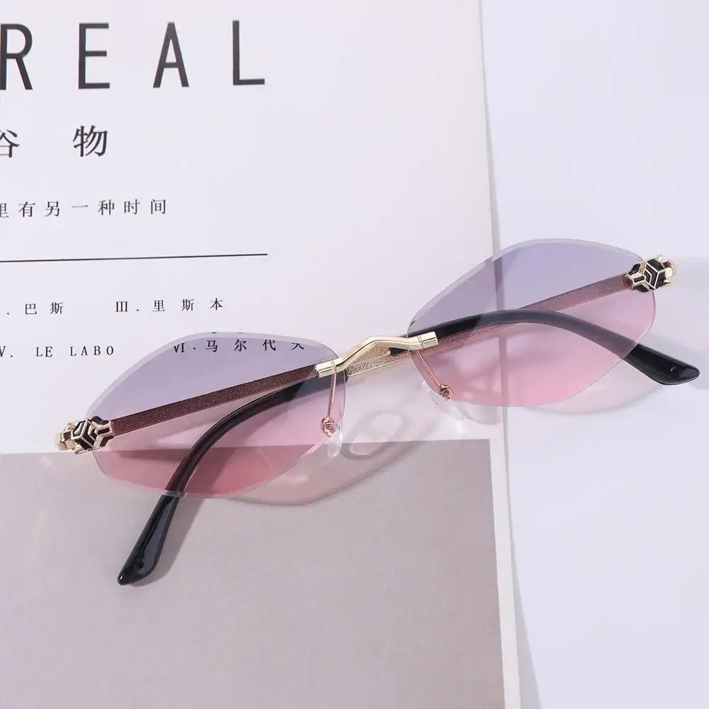 UV400 Frameless Rhombus Sunglasses – Women's Gradient Sport Sport Sunglasses PLUSH