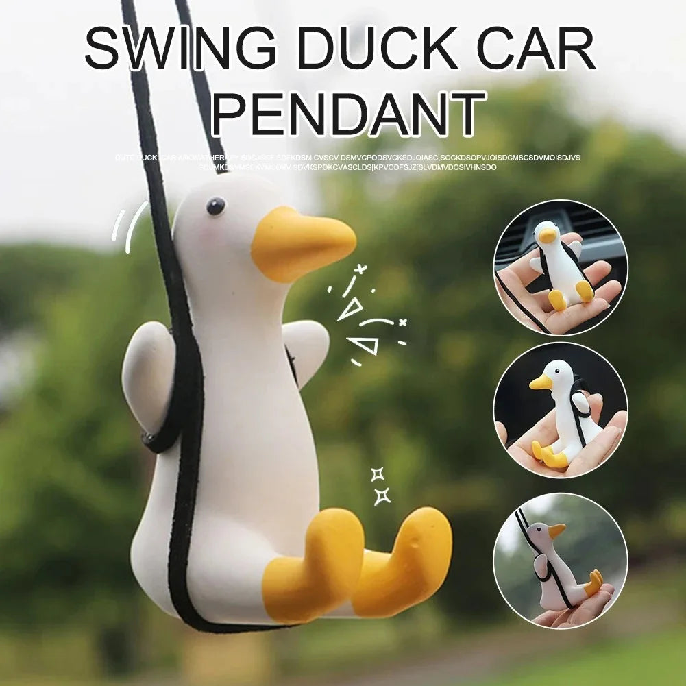 Swinging Duck Car Pendant – Rearview Mirror Ornament Car Mirror Ornament PLUSH