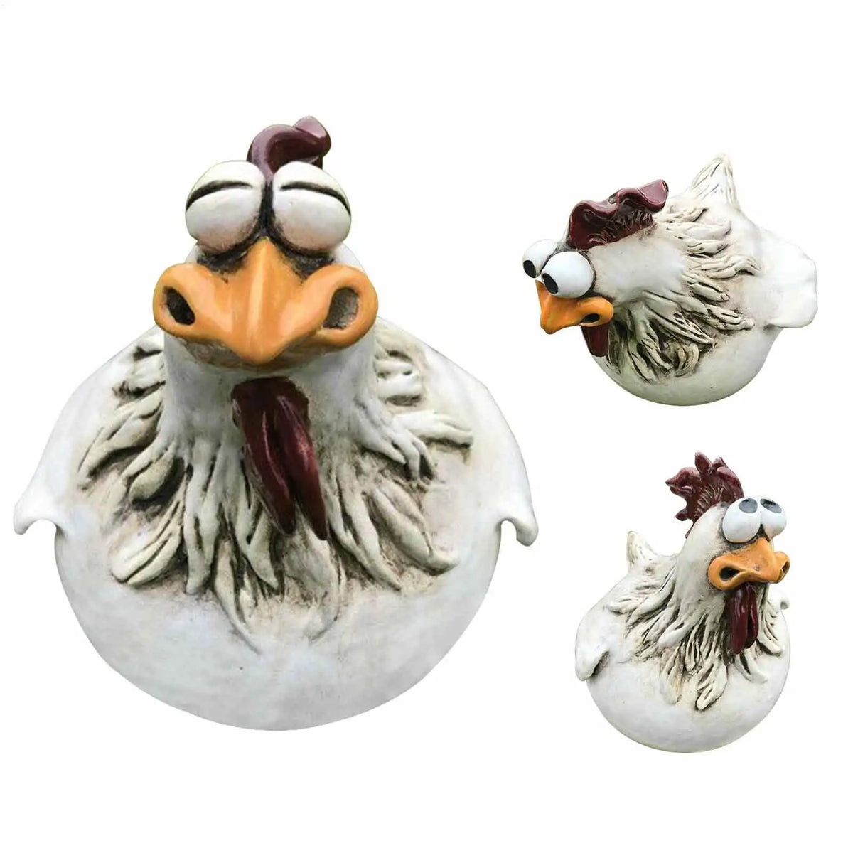 Resin Chicken Fence Statue – Garden Hen Sculpture Décor Garden Statue PLUSH