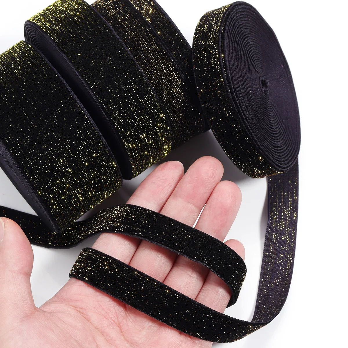 5-Yard Glitter Gold Velvet Ribbon – Gift Wrapping & DIY Decor Craft Ribbon PLUSH