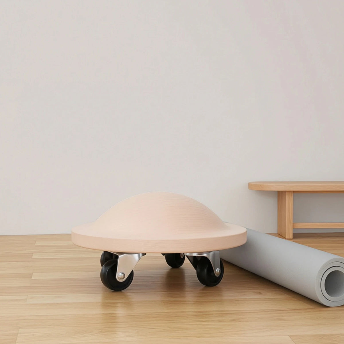 Wooden Ab Roller with Caster Wheels – Portable Core Trainer Ab Roller Wheel PLUSH