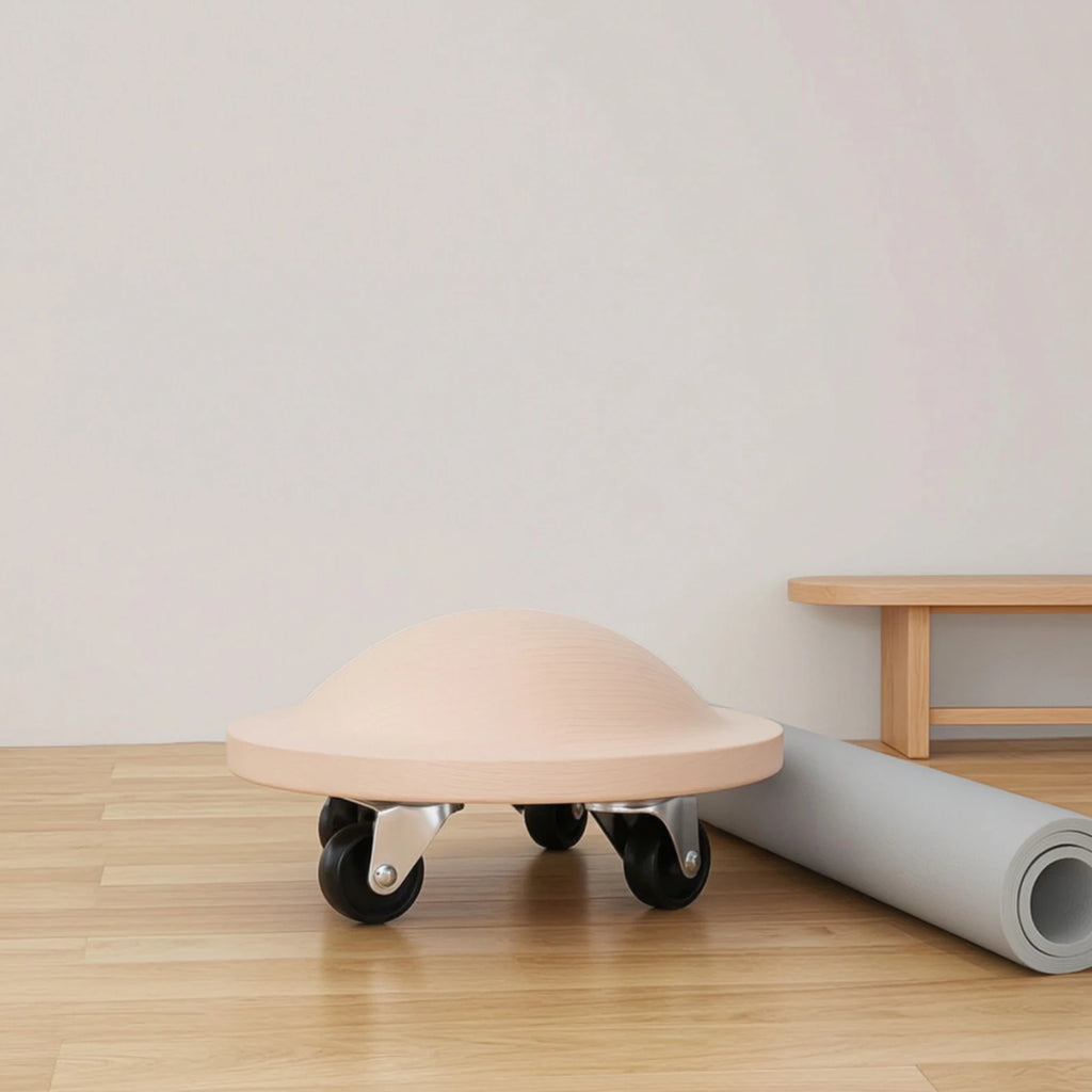Wooden Ab Roller with Caster Wheels – Portable Core Trainer Ab Roller Wheel PLUSH