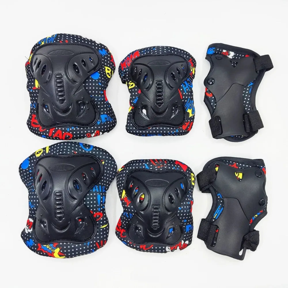 Kids 6-in-1 Protective Gear Set – Knee, Elbow & Wrist Guards Kids Protective Gear PLUSH Black