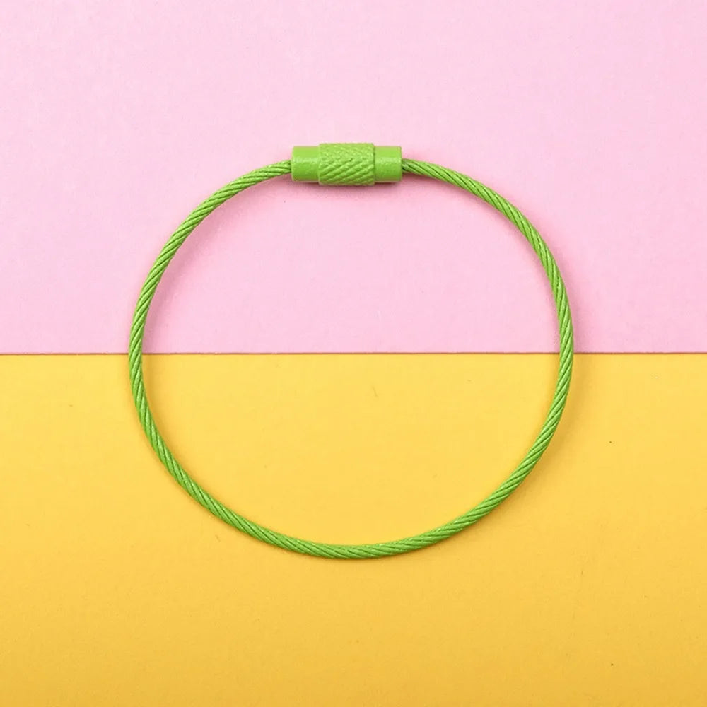 Stainless Steel Rotating Wire Key Ring – Color Keychain 5/10pcs Key Ring Keychain PLUSH green-10pcs-set