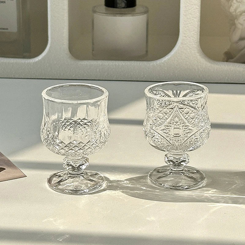 Vertical Striped Glass Cup – Coffee, Juice, Wine & More Glass Drinkware Cup PLUSH