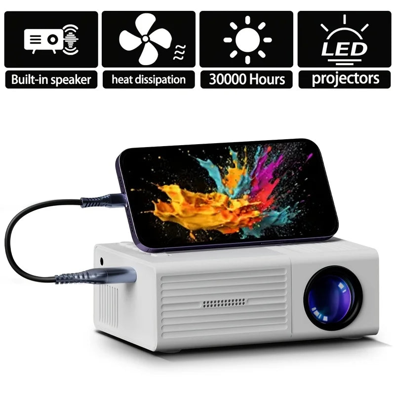 Portable 1080P Projector USB Remote – Phones, Tablets & Laptops Portable Projector PLUSH