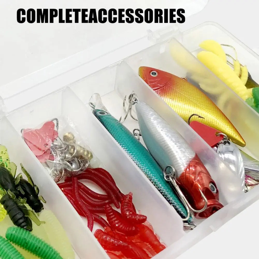 Soft Fishing Lures Kit – Silicone Bait & Hook Set with Box Fishing Lure Kit PLUSH