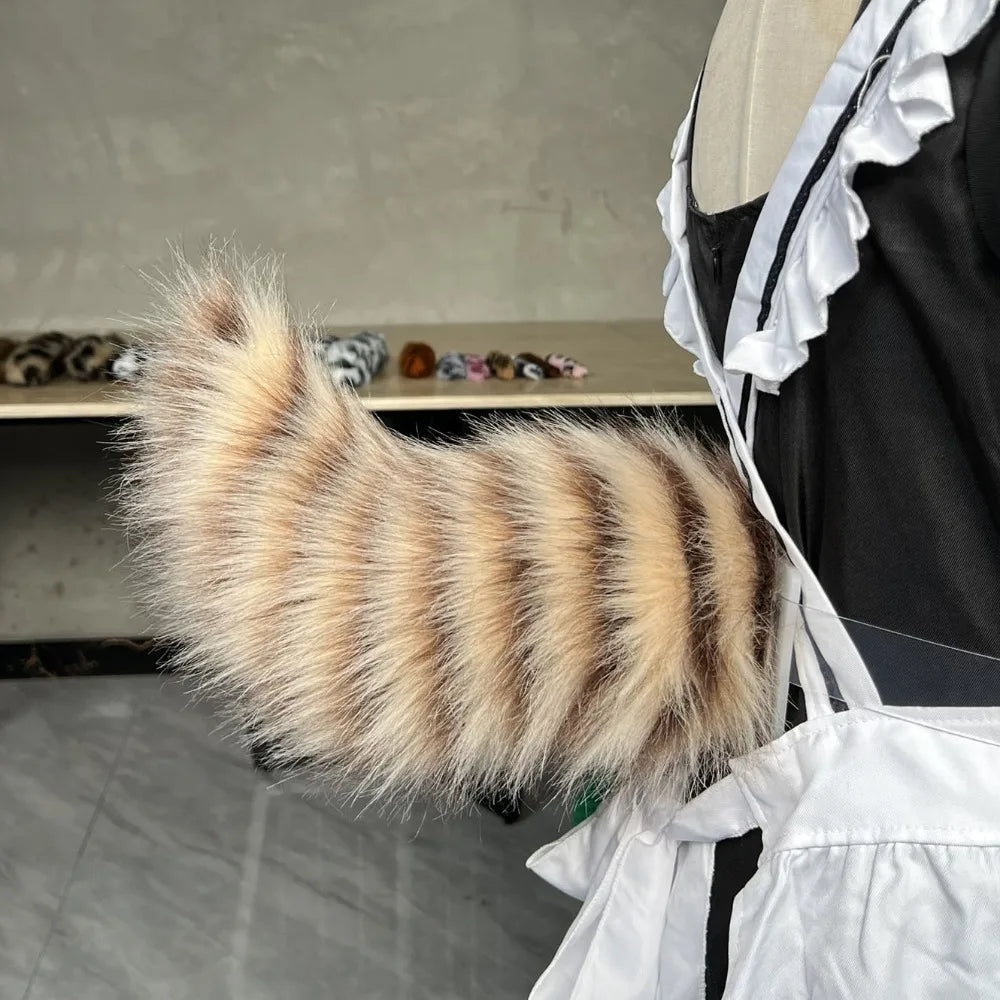 Electric Moving Cosplay Tail – Remote Control, USB Rechargeable Fur Cosplay Costume Tail PLUSH Brown Option 1