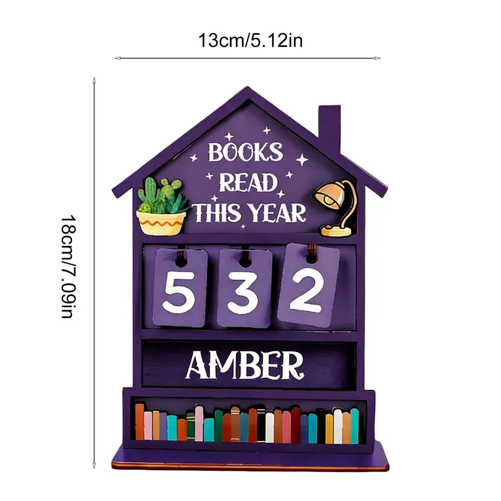 Wooden Books Read Counter Sign – Reading Tracker Shelf Decor Wooden Reading Tracker PLUSH Purple