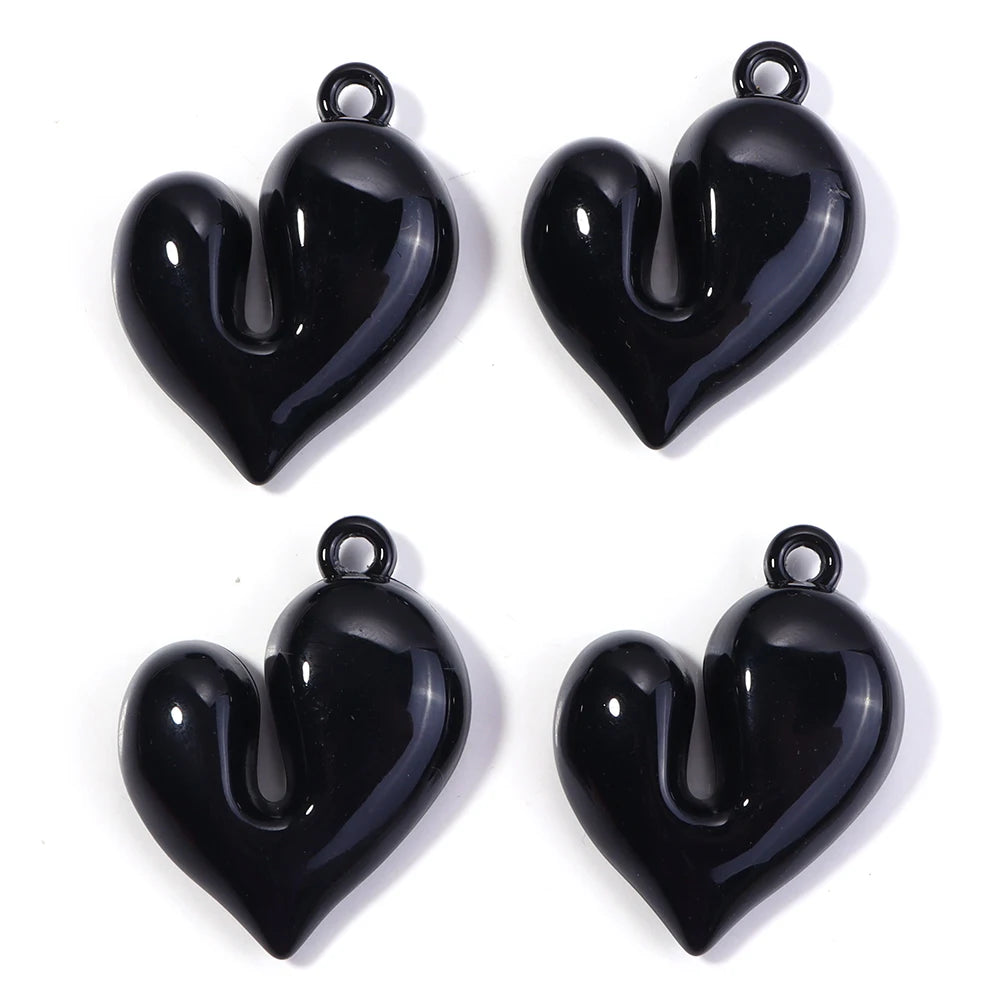 4pcs Acrylic Irregular Heart Charms Pendants – DIY Jewelry Jewelry Charm Pendants PLUSH Black