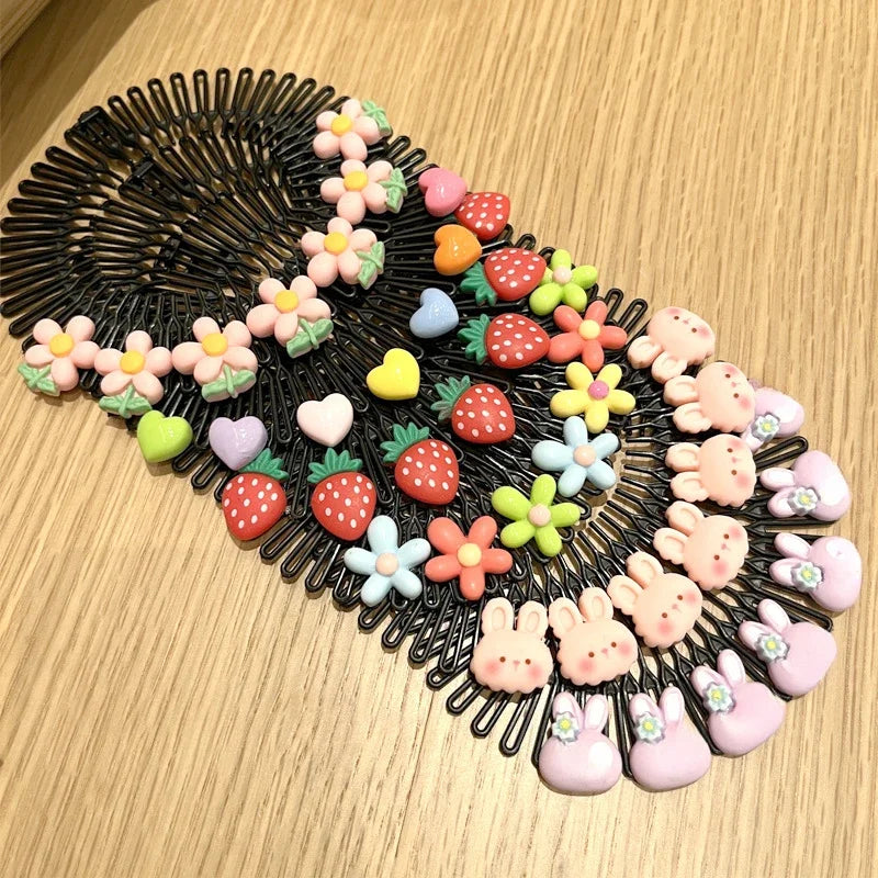 Y2K Star Heart Colorful Hair Comb Clips – Girls Hair Accessories Hair Comb Clip PLUSH