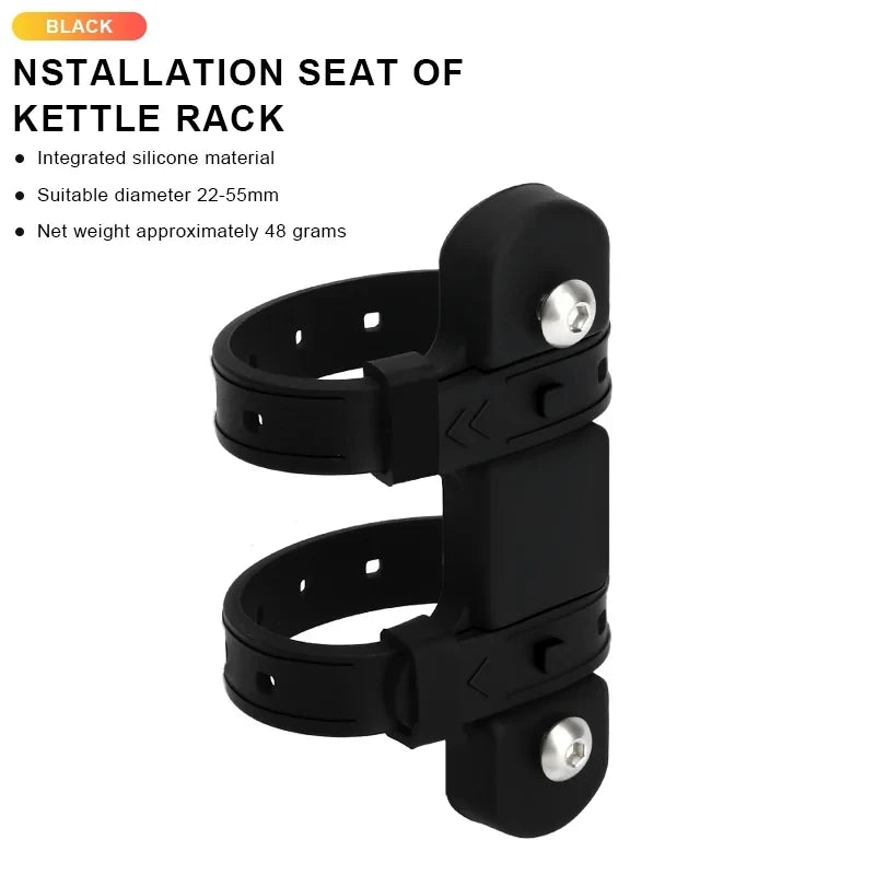Silicone Bike Bottle Cage Strap Mount Adapter – Fits 22–55mm Bottle Cage Adapter PLUSH Black