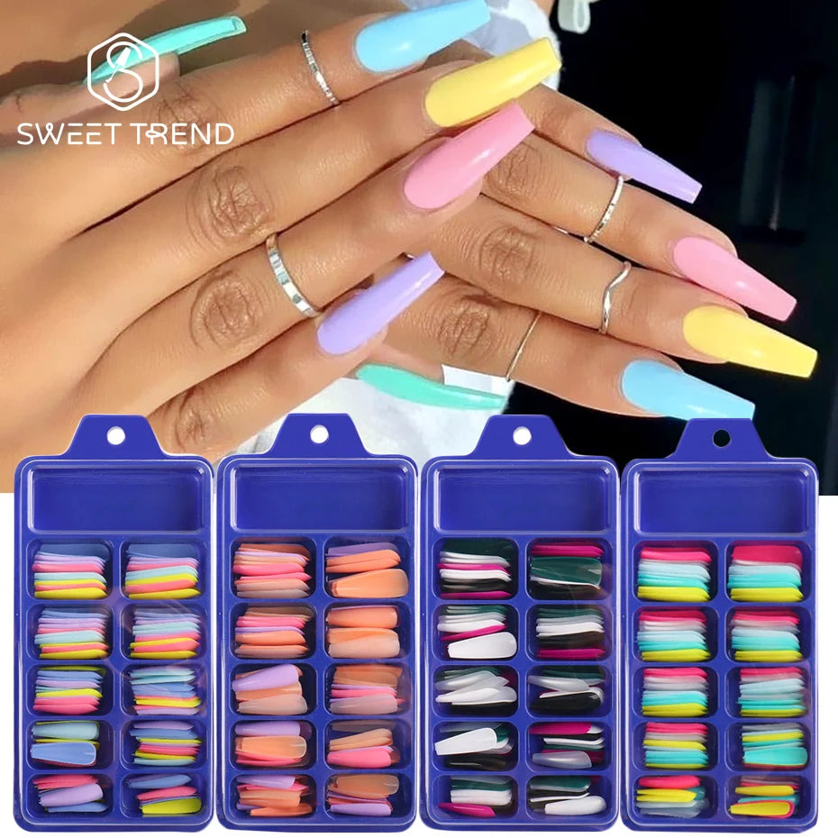100pcs Coffin Press On Nails – Acrylic Nail Extension Kit Press On Nail Tips PLUSH