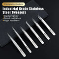 6-Piece Stainless Steel Tweezers Set – Bent & Straight Tips Precision Tweezers Set PLUSH Default Title