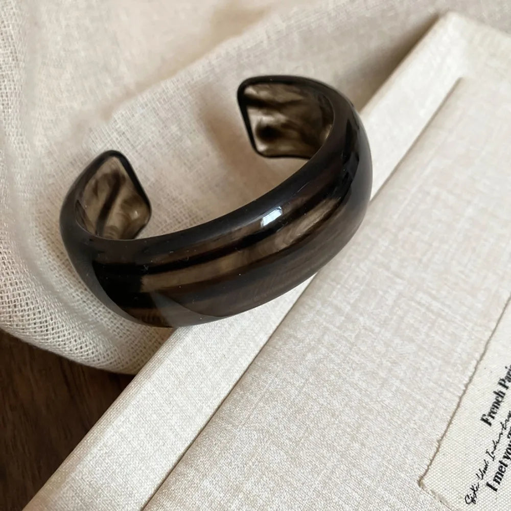 Irregular Acrylic C-Shape Cuff Bangle | Wide Open Wrist Jewelry Acrylic Cuff Bangle PLUSH Style 3
