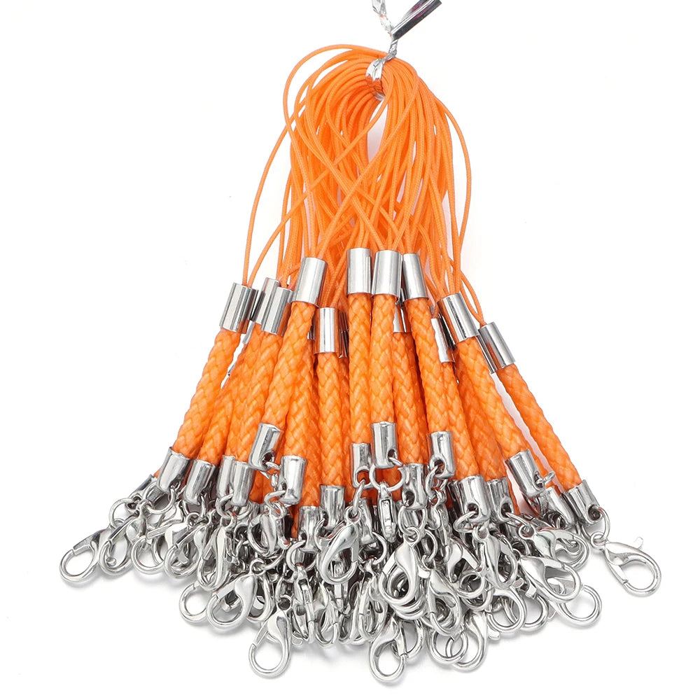 10pcs Braided Keychain Lanyard Cords with Lobster Clasps DIY Keychain Lanyard Cord PLUSH orange 9cm