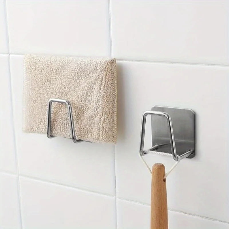 Stainless Steel Sink Sponge Holder – Inner Wall Mount Sink Sponge Holder PLUSH Silvery 2pcs