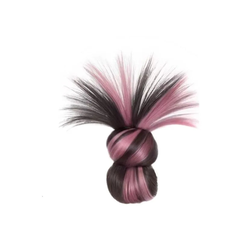 Synthetic Half-Tie Hair Bun Claw Clip Floral Accents Pink Black Clip-On Hair Bun PLUSH