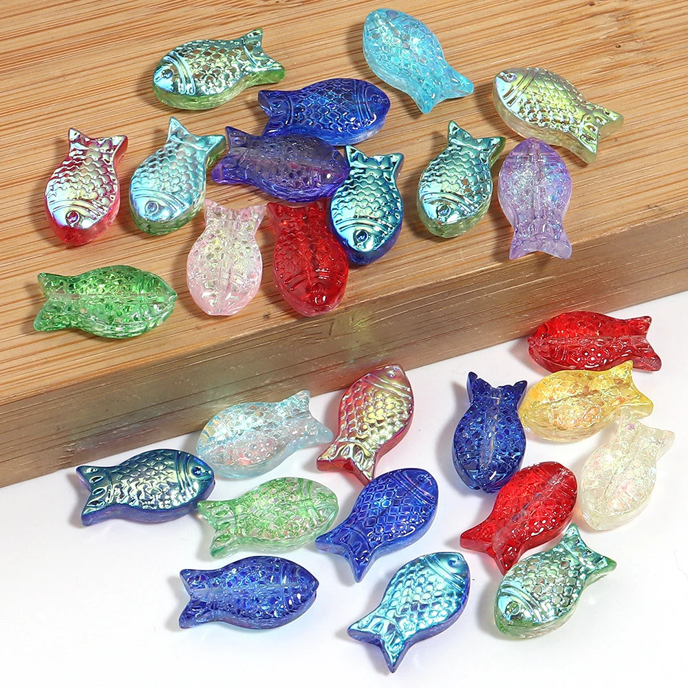 30pcs Fish Glass Spacer Beads Clear AB Color – DIY Jewelry Glass Spacer Beads PLUSH