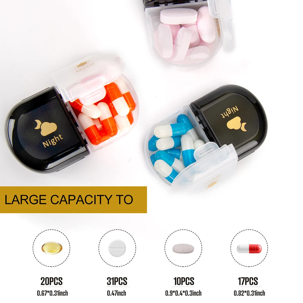 Weekly Pill Organizer AM PM – 7-Day Travel Pill Box Case Pill Organizer PLUSH