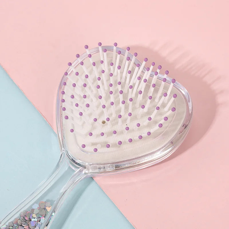 Glitter Heart-Shaped Air Cushion Hair Brush – Scalp Massage Hair Brush PLUSH
