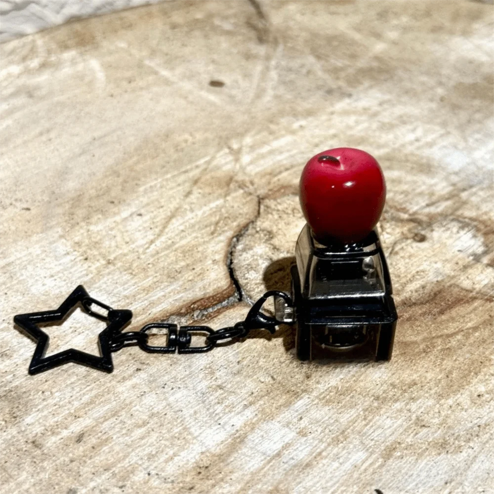 Fruit Fidget Keycap Keychain | Soft Glow Silent Press Fidget Keychain PLUSH Dark red aple With lights
