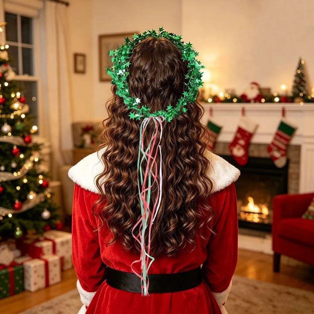 Shiny Star Christmas Headband – Festive Hair Hoop Photo Prop Christmas Headband PLUSH