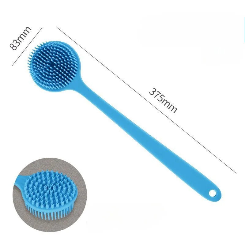 Silicone Back Scrubber Brush – Long Handle, Double-Sided Body Scrubber Brush PLUSH Blue Silica Gel