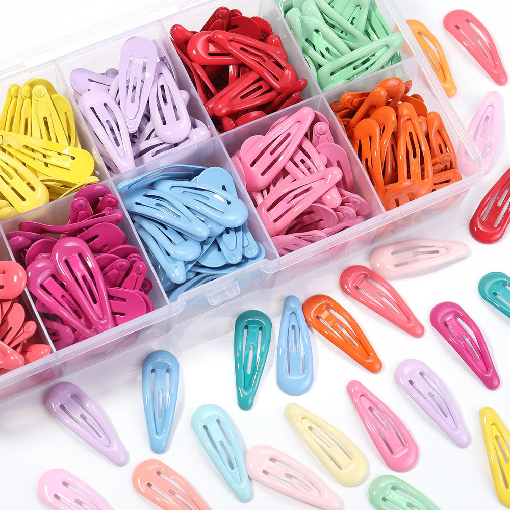 60pcs Y2K Mini Metal Waterdrop BB Hair Clips Snap Barrettes Hair Clips Set PLUSH