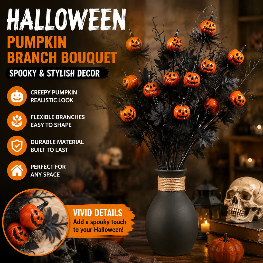 Smiling Pumpkin Vase & Trident Halloween Decoration Prop Set Halloween Decor Set PLUSH