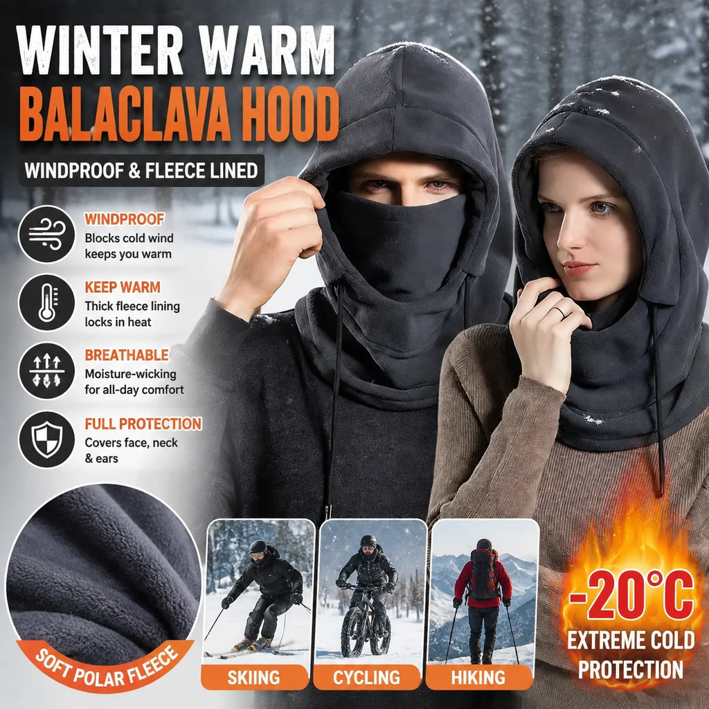 Windproof Fleece Balaclava with Neck Warmer – All Season Fleece Balaclava PLUSH