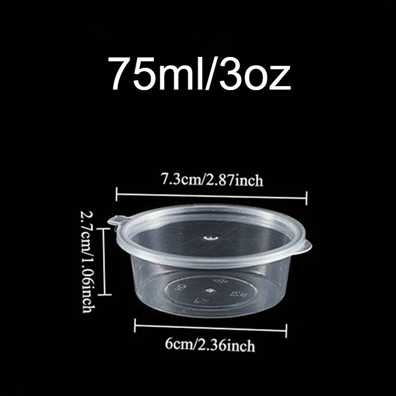 Plastic Sauce Jars with Lids – Leak-Proof 20/50/100pcs Cups Sauce Storage Cups PLUSH 75ml-3oz 50PCS