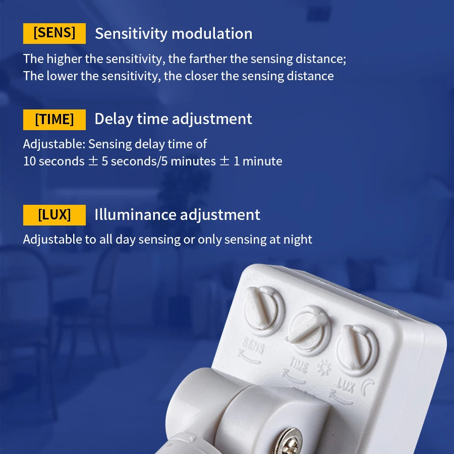 PIR Motion Sensor Smart Light Switch AC 110-240V Adjustable Motion Sensor Switch PLUSH