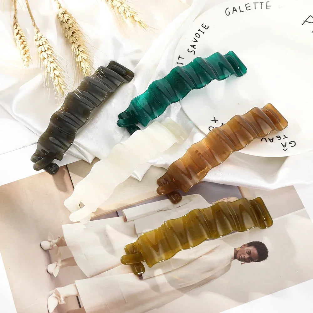 Acrylic Wave Banana Clip – Jelly Color Ponytail Twist Hairpin Banana Hair Clip PLUSH