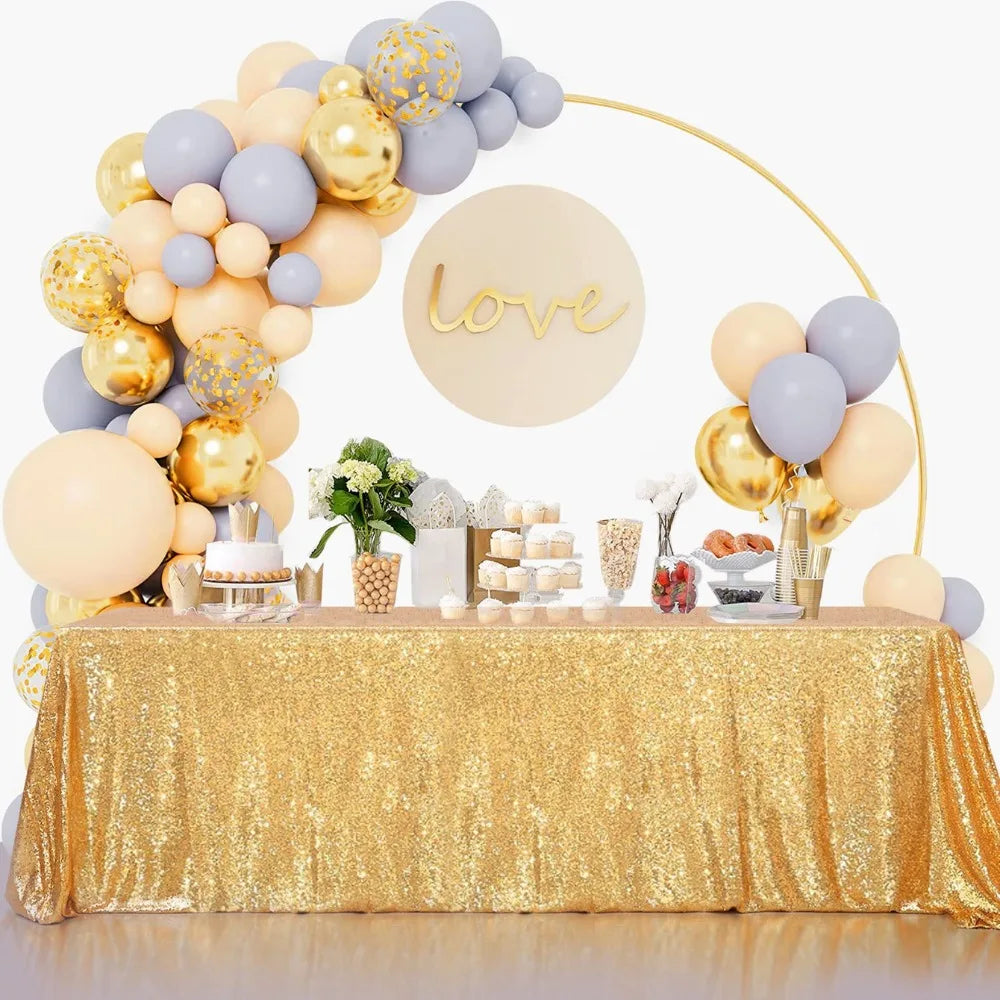 Rectangular Sequin Tablecloth – Sparkling Polyester Party Cover Sequin Tablecloth PLUSH Gold 51.18x70.87 in