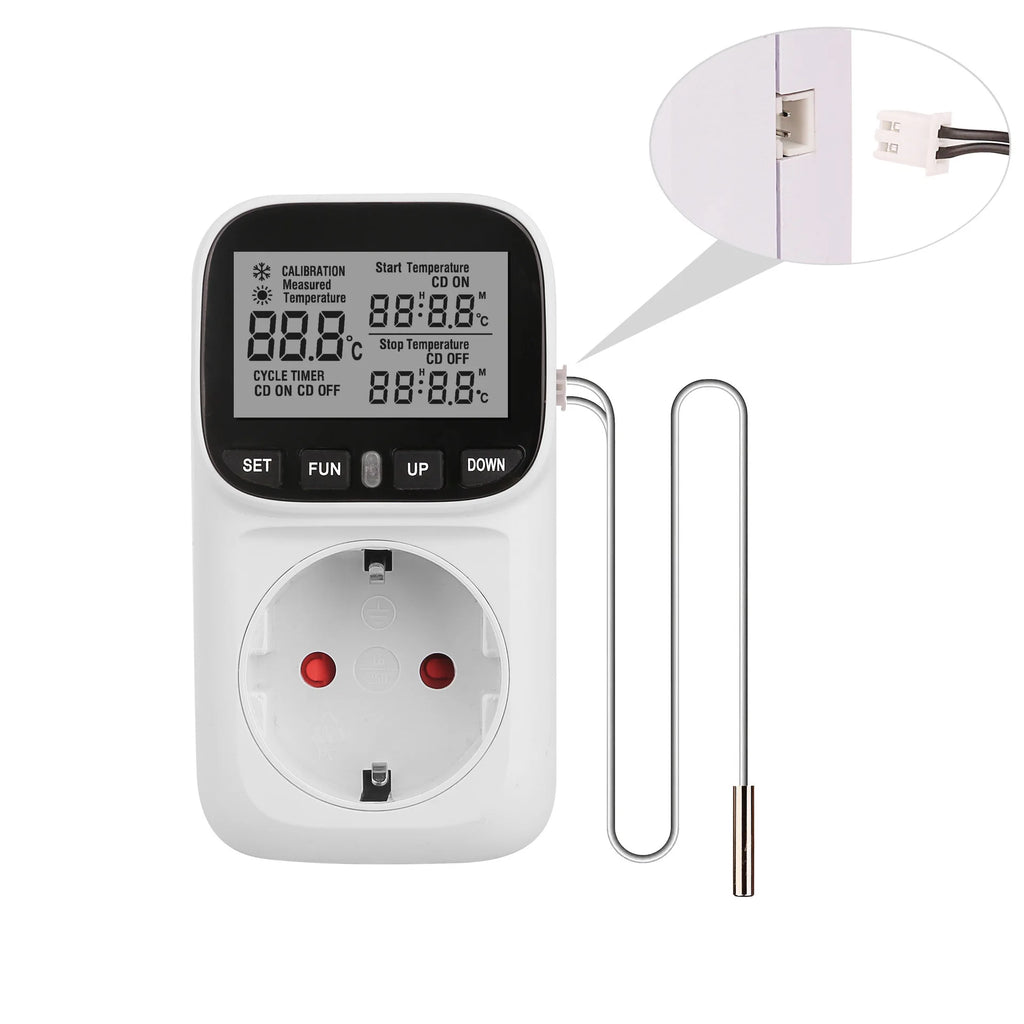 Digital Thermostat Socket EU Plug | Timer & Temp Controller Thermostat Controller Socket PLUSH EU no Backlight