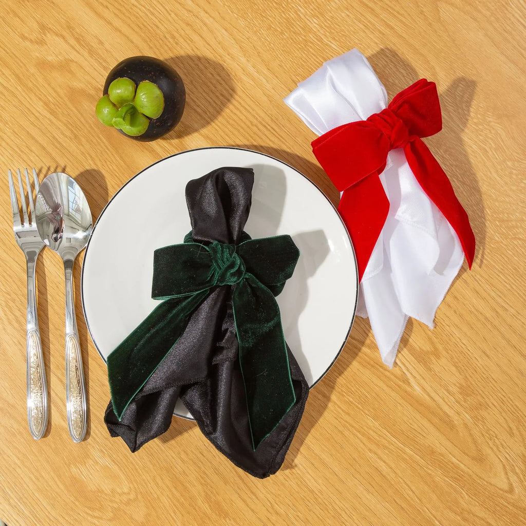 Velvet Bow Tie Napkin Rings – Wedding & Holiday Table Decor Napkin Rings PLUSH
