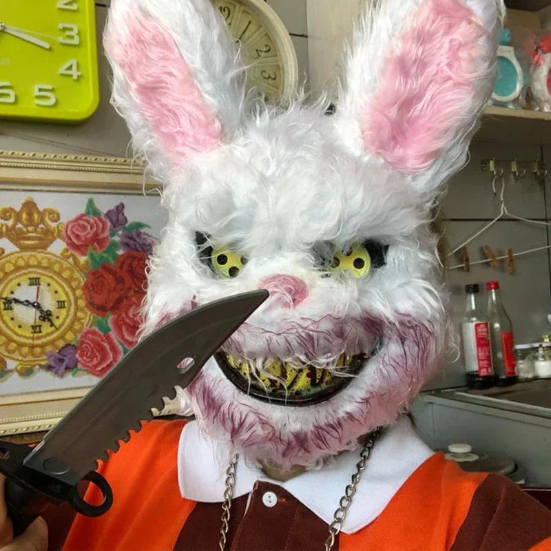 LED Glowing Rabbit Mask – Halloween Cosplay Costume Headgear Halloween Costume Mask PLUSH