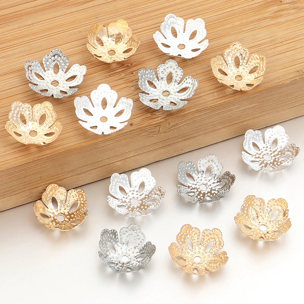 100pcs Metal Flower End Cap Spacer Beads for DIY Jewelry Jewelry Findings PLUSH