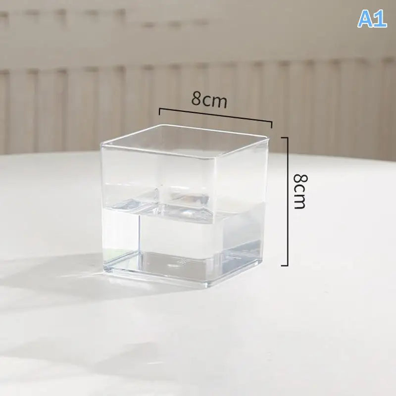 Transparent Acrylic Flower Pot – Square & Round Desktop Planter Decorative Planter PLUSH A1