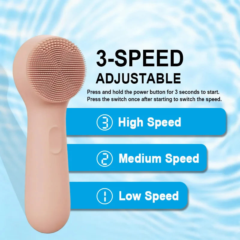 Electric Silicone Facial Cleansing Brush | Heat & Vibration 5-Speed Facial Cleansing Brush PLUSH