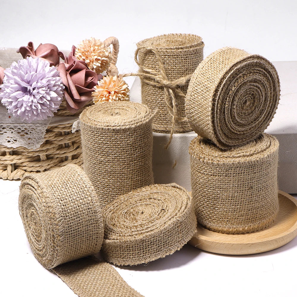 Rustic Jute Burlap Ribbon Natural Linen Webbing – DIY Crafts Craft Ribbon PLUSH