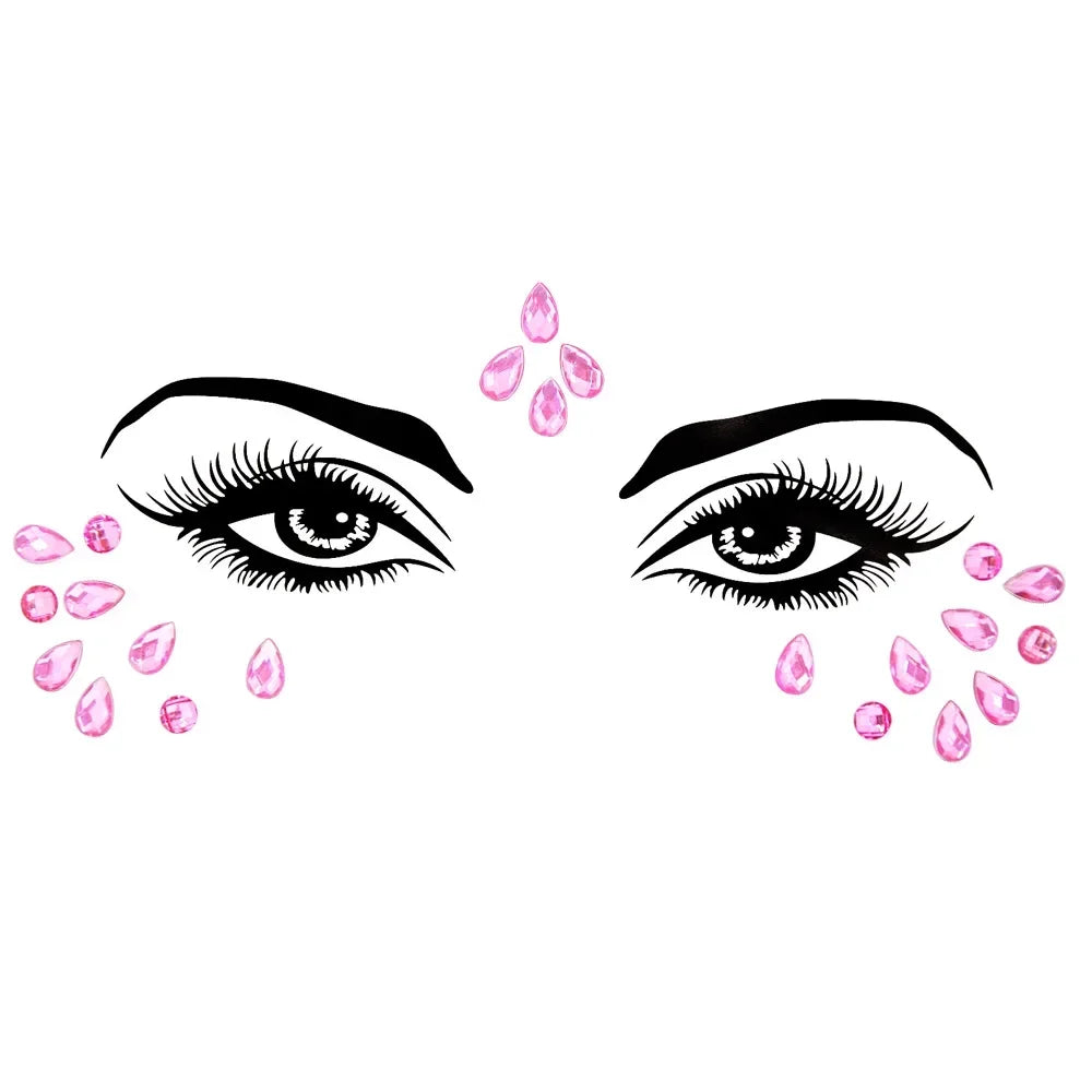Crystal Face Gems Rhinestone Temporary Tattoo Stickers Face Gem Stickers PLUSH 47