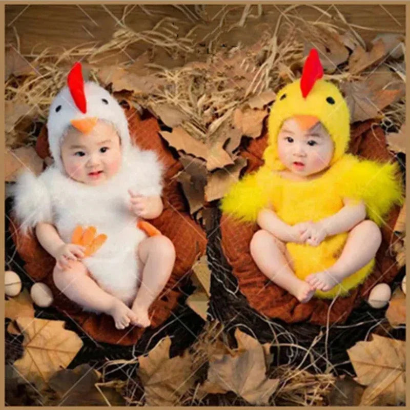 Baby Chicken Costume Photo Prop | 0–12 Month Studio Outfit Baby Photo Costume PLUSH