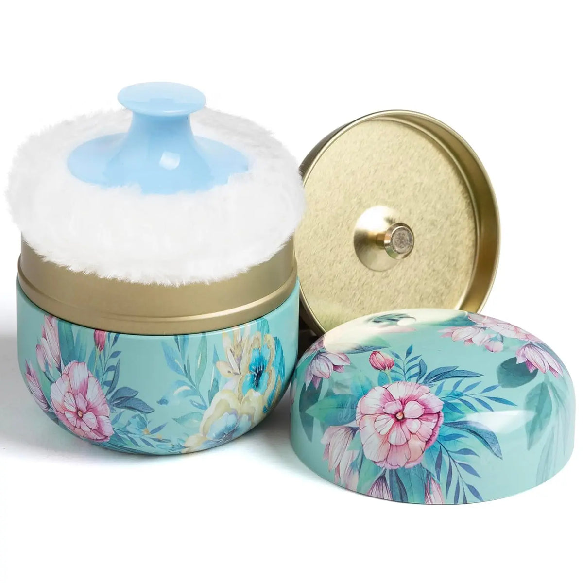 Floral Loose Powder Container with Fluffy Plush Puff Set Powder Puff Set PLUSH